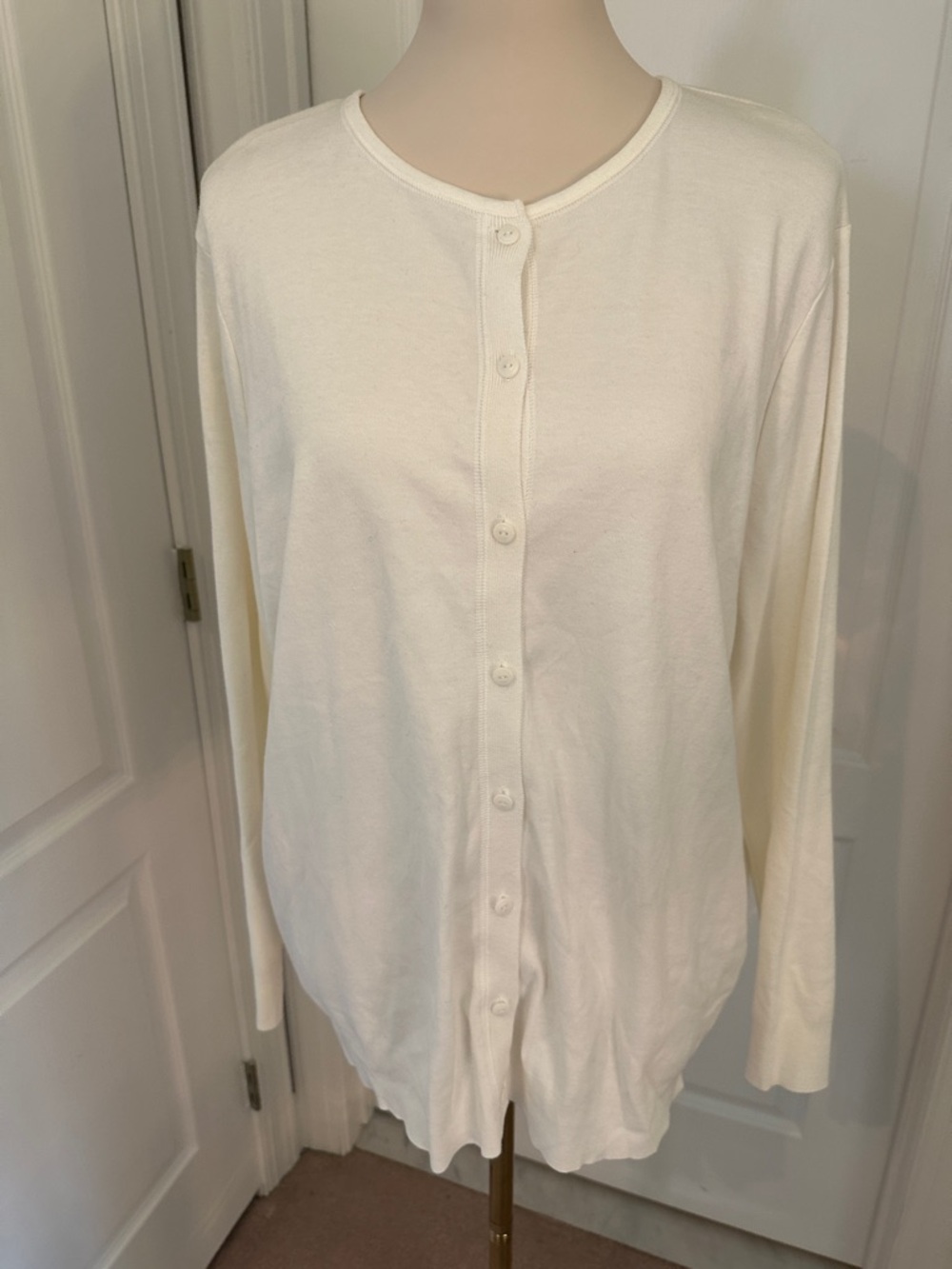 Classic Jones NY Sport Cream Button-Front Cardigan